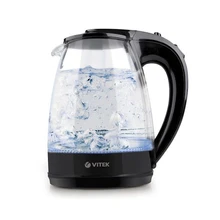 Чайник электрический Vitek VT-1122 TR(Мощность 2200 Вт, объем 1.7 л, стеклянный корпус, вращение 360°, автоотключение