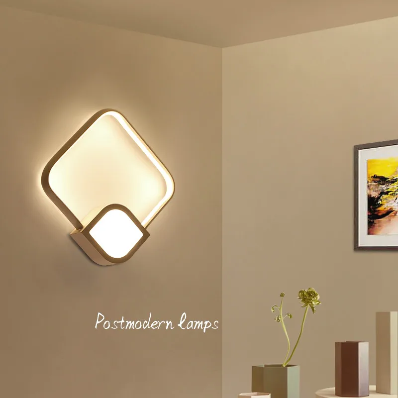 

Modern minimalist led wrought iron lamp body acrylic luminous Nordic creative staircase white geometric wall lamp