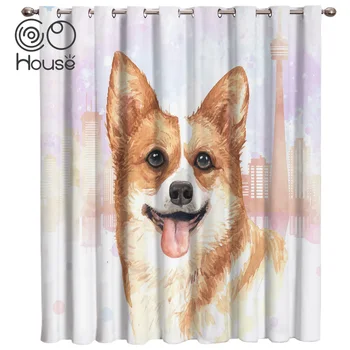 

COCOHouse Vancouver City Building Corgi Living Room Outdoor Floral Decor Kids Curtain Panels With Grommets Window Treatment Sets