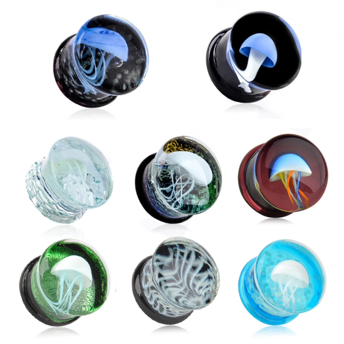 2pcs 8-16mm Green Jellyfish Grass Ear Plug Ocean Double Flared Translucent Bright Ear Gauge Expander Ear Piercing Body Jewelry