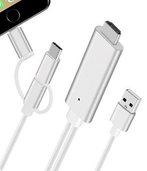 

3in1 Video Cable for ipad for iPhone XS MAX XR 6 7 8 Plus for Samsung S8 S9 Plus Note 8 9 Android Mobile Phone Type C to HDMI TV