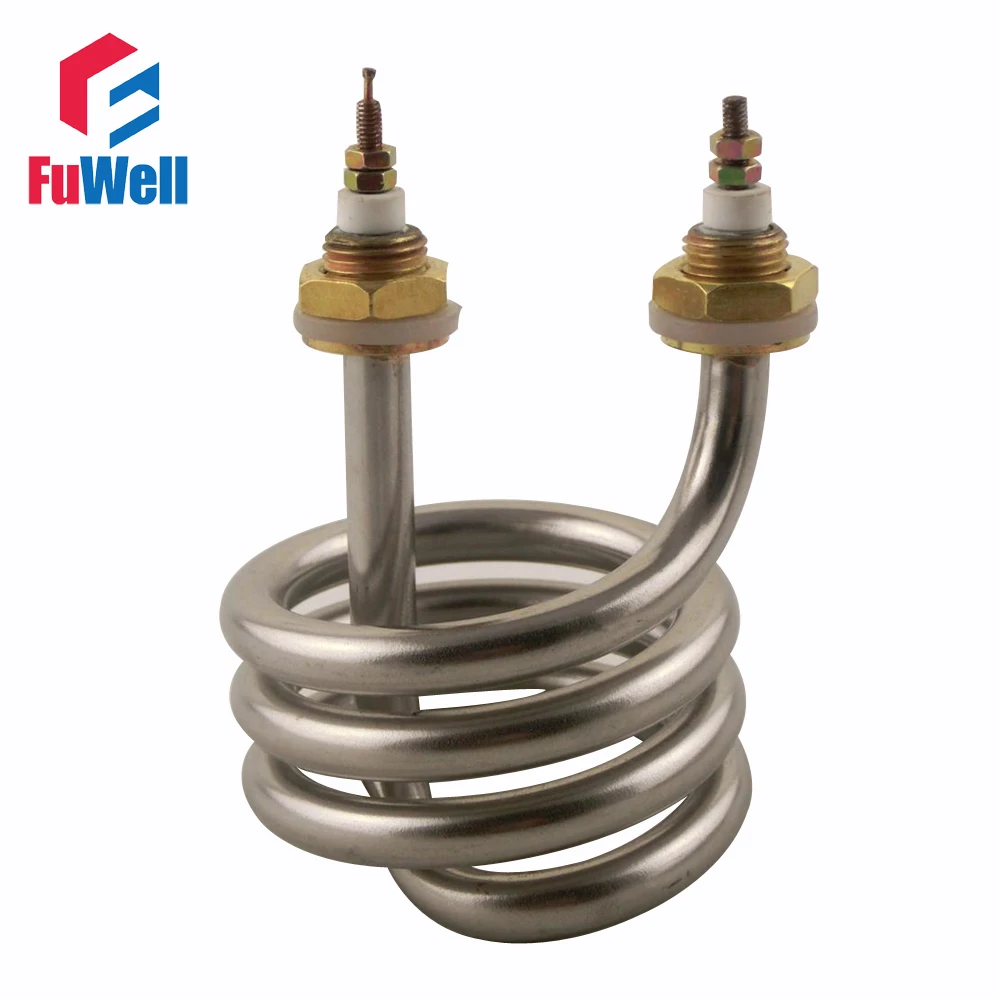 Aquecedor de Imersão em Espiral Cabeça de Cobre Elemento de Aquecimento de Água Destilada Cano de 80 mm Altura 220v 380v 2500w 3000w Aço Inoxidável