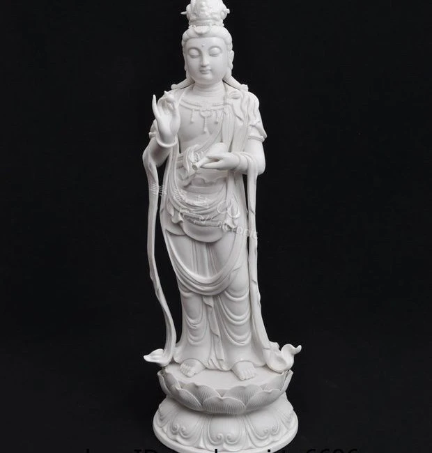 

17 Tibet Pottery White Porcelain Vase Kwan-yin Bodhisattva Guanyin Buddha Statue