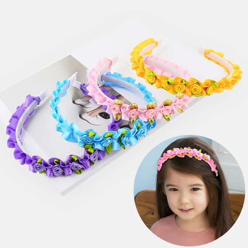 

2018 LNRRABC 1PC Korean children's hair accessories rose flower wreath headband Princess skirt dress accessories headband Report