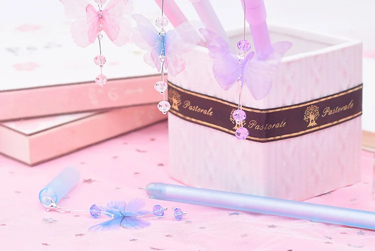 Из мультфильма «Холодное сердце», 1 шт. бабочка подвеска Pens нейтральный кавайные ручки с украшением в виде кристаллов гелевые ручки для детей подарок школьные канцелярские принадлежности