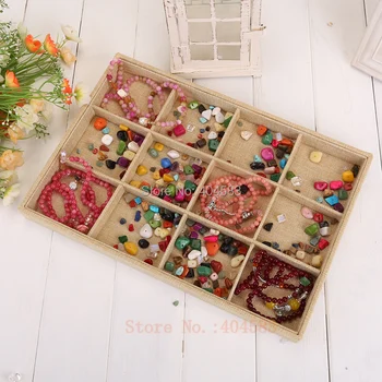 

5 pcs/lot high quality jewelry display tray with compartments linen material