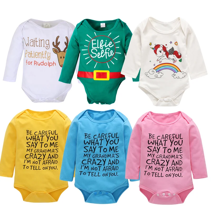 

2019 Newborn Twins Baby Clothes Withe Long Sleeve Bodysuits Unicorn Leotard Infant Cotton Jumpsuit Girl Climbing Pajama