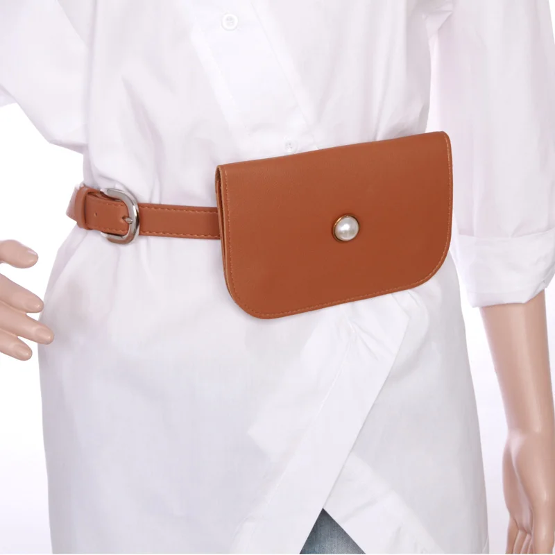 Модная женская поясная сумка со съемным жемчужным кошельком, сумка-кошелек, чехол для ключей, Дамский кожаный ремень для женского платья
