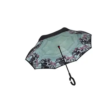 

Starry Sky Anti UV Inverted Umbrella Reverse Folding Double Layer Guarda Chuva Self Stand Inside Out Sunny Rain