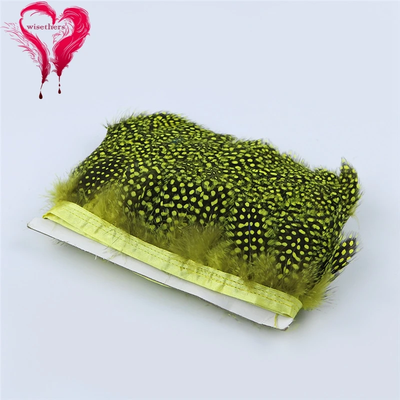 9 yellow guinea fowl feather trims 2