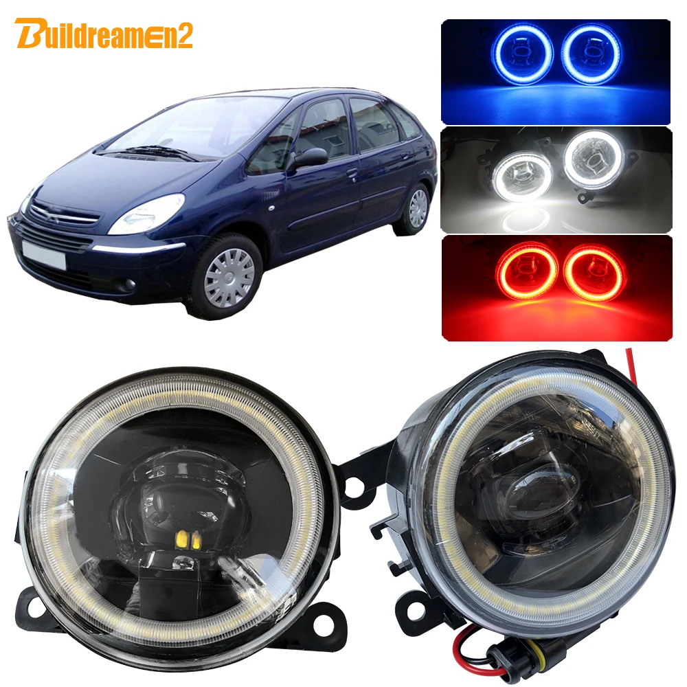 

Buildreamen2 Car Styling H11 LED Fog Light Lens Angel Eye Daytime Running Light 12V For Citroen Xsara Picasso MPV N68 1999-2015