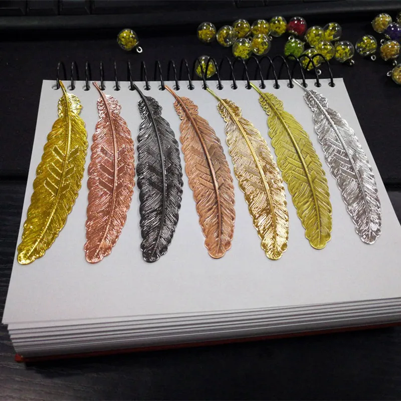 Dovewill 20Pcs Antique Silver Metal Feather Mermaid Bookmark Book Magazine Stationery