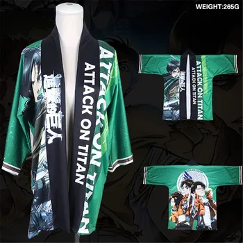 

Japanese Fashion Men Women Casual Kimono Yukata Attack on Titan Eren Levi Cloak Haori Cosplay Costume Halloween costumes