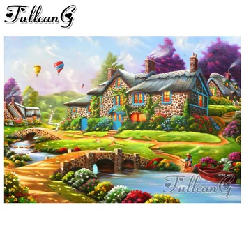 

FULLCANG 5d diamond mazayka diy diamond painting new arrivals spring landscape cottage full square/round drill embroidery FC1518