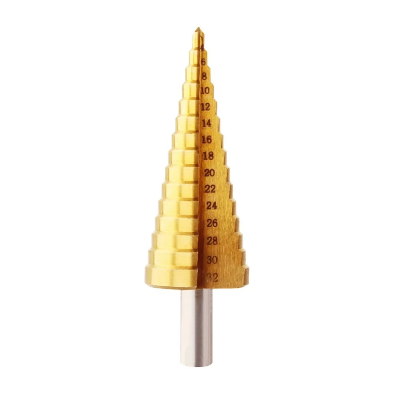 

4-32 mm HSS Titanium Coated Step Drill Bit Drilling Power Tools for Metal High Speed Steel Wood Hole Cutter Step Cone Drill