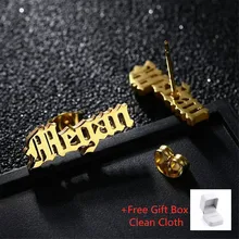 Персонализированные именные серьги для мужчин и женщин, нержавеющая сталь, заказная табличка, серьги-гвоздики, подарок для хип-хопа, ювелирные изделия