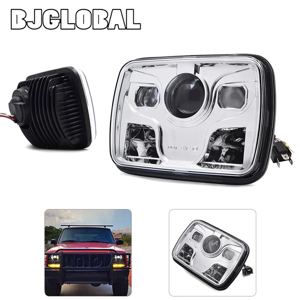

BJGLOBAL 2Pcs 5"X 7" 60W LED Rectangular Headlight For Jeep Cherokee XJ Wrangler YJ Trucks Comanche MJ 1986-1992