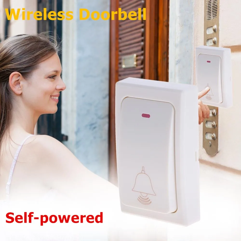

LESHP Wireless Doorbell With Self-powered Remote Button and Receiver MP3 Digital Long Range Waterproof For Home Security US Plug