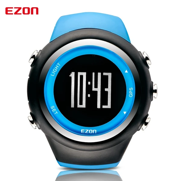 Ezon мужские GPS Спортивные часы Водонепроницаемый Расстояние Счетчик калорий модные Повседневное GPS Часы Цифровые многофункциональные наручные Часы - Цвет: Синий