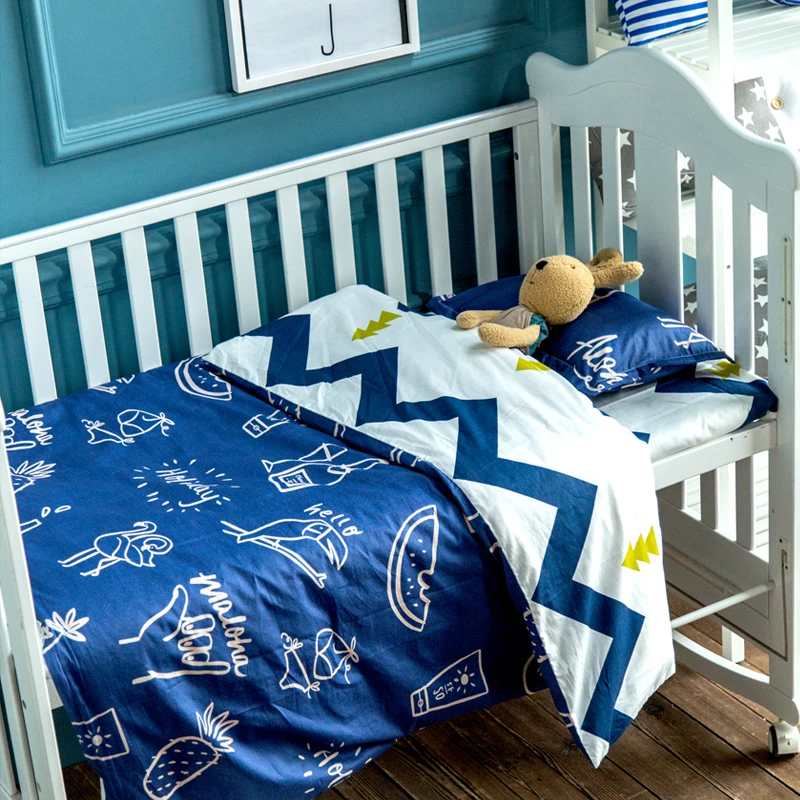 

3Pcs /Sets Baby Bed Sets Breathable Cotton Cartoon Newborn Bed Sheet Pillowcase AB Edition Quilt Cove Baby Bedding For Girl Boy