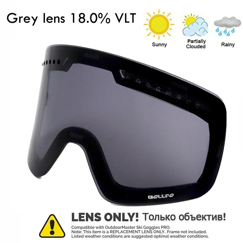 BOLLFO брендовые магнитные лыжные очки с двойными линзами очки для альпинизма UV400 противотуманные лыжные очки для мужчин женщи - Цвет: grey