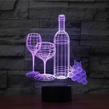 

Wine Cup Bottle Modelling 3D Table Lamp Led 7 Color Change Acrylic 3D Night Light Baby Sleeping Lighting For Home Decoration