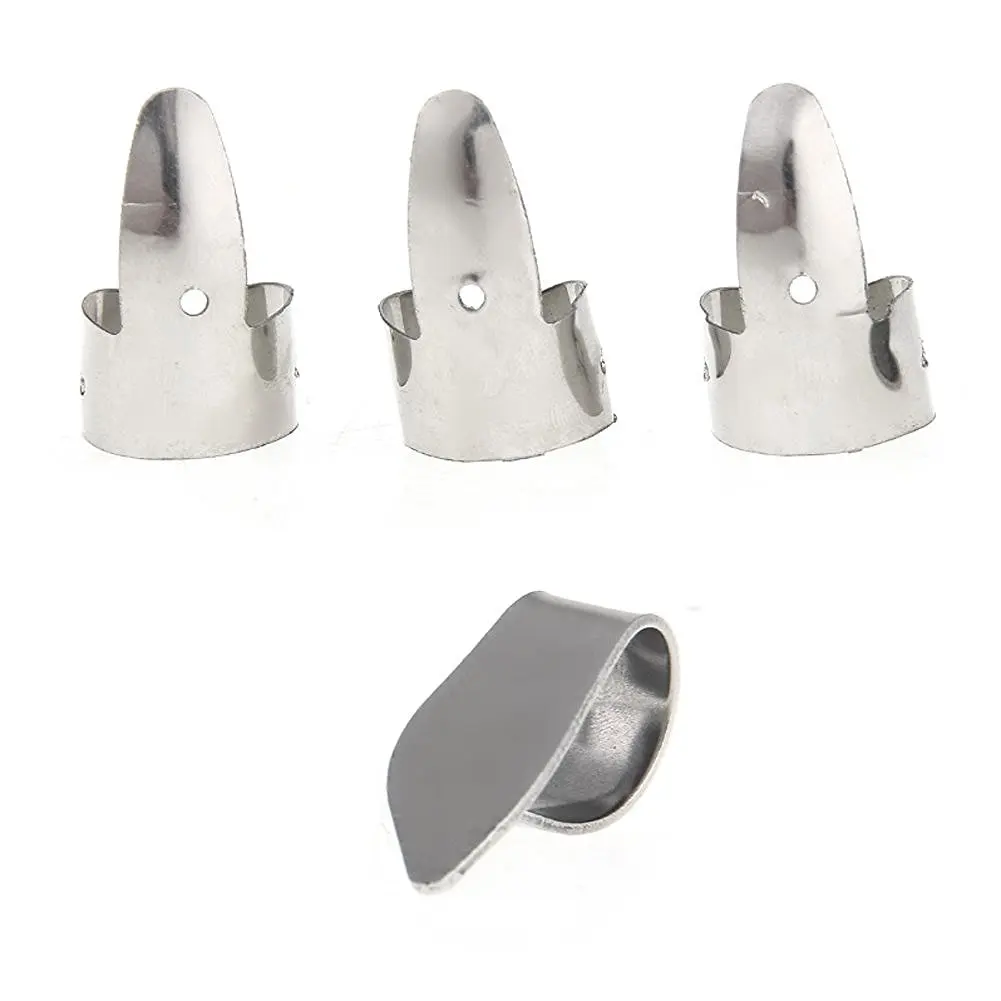 

5 PCS of (Chinatera 3Pcs Metal Ukulele Banjo Guitar Finger Picks and 1Pcs Thumb Pick Plectrums)