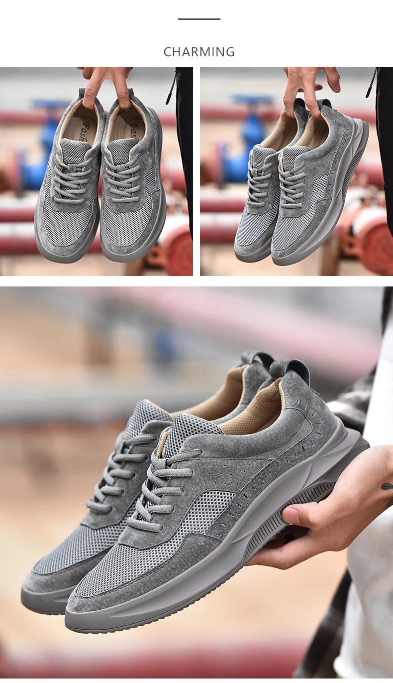 Misalwa Summer / Autumn Men Designer Sneakers Casual Men loafers Skateboarding Shoes Sand Grey White Male Footwear