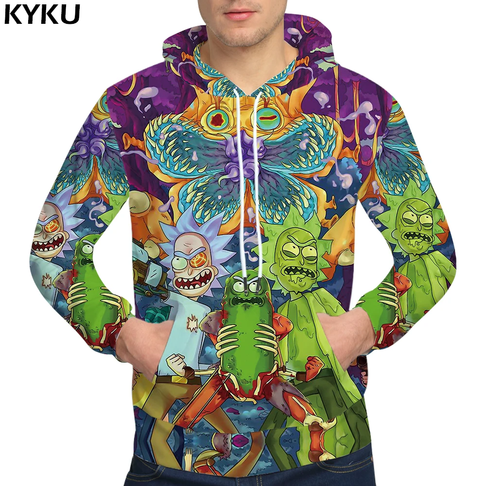 

KYKU Rick And Morty Hoodies Anime Clothing Hoodie 3d hoodies Sweatshirts Male Sweat shirt Men Hood 2018 Long Sleeve New