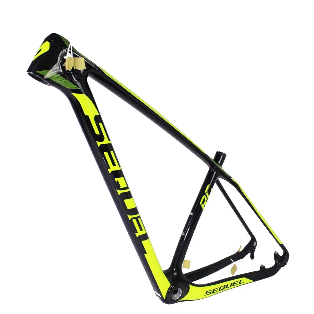 

SEQUEL brand mtb bike frames on sale fluo-yellow design Toray T800 BB30/BSA 1182g+/-5g 19" frame carbon mtb 2 years warranty