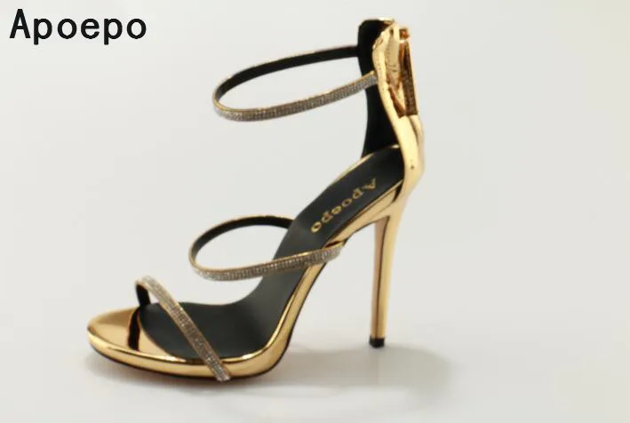 gold sparkly heeled sandals