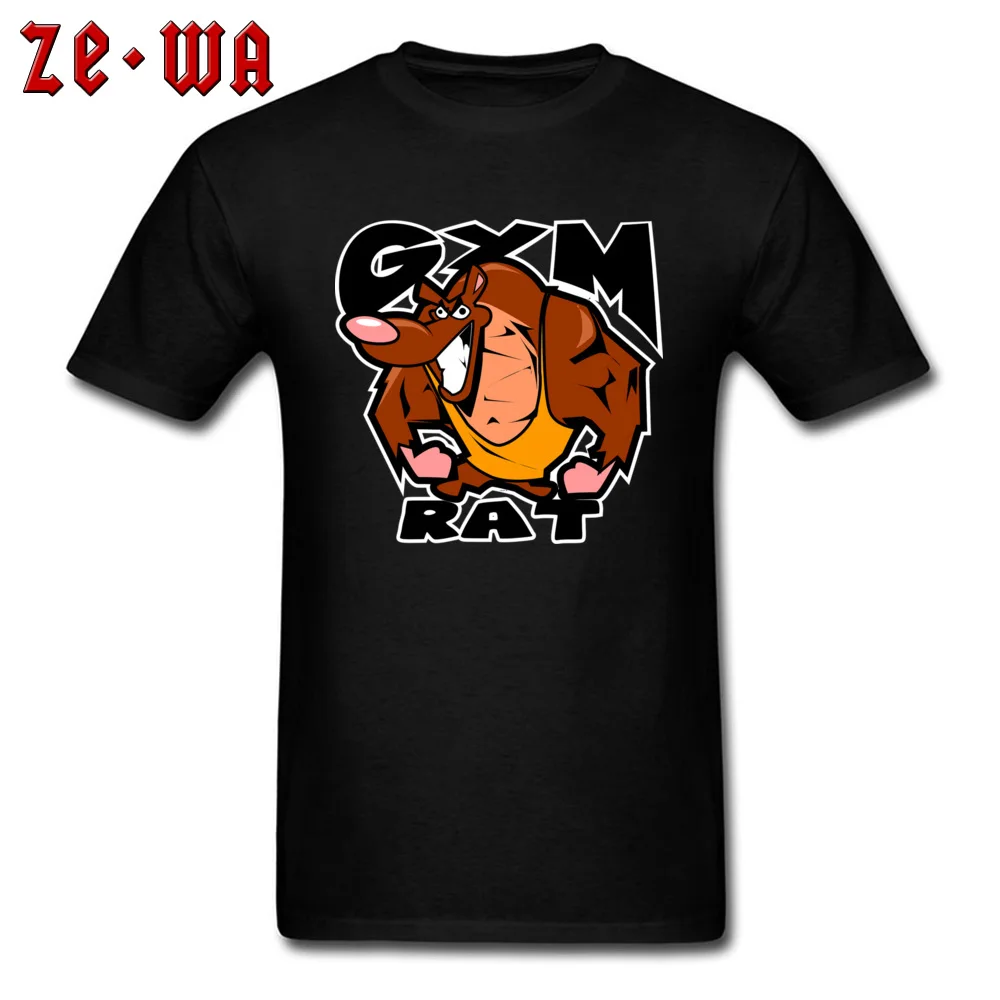 Gym Rat T-shirts for Men Unique Summer Fall Tops & Tees Short Sleeve Cheap Slim Fit Tops Tees O-Neck Pure Cotton Gym Rat black