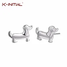 Kinitial, новинка, модные милые серьги с принтом в виде лапы животных, маленькие серьги-гвоздики в виде колбасы, собаки, таксы для женщин, женские ювелирные изделия в виде сердца