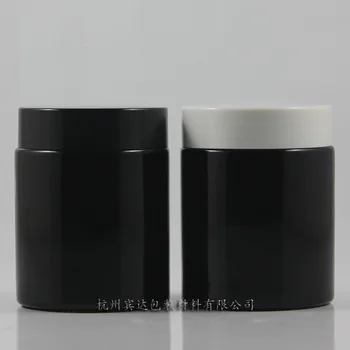 

wholesale 100g original shiny black glass jar plastic lid,eye cream mask cream facial cream mini sample container