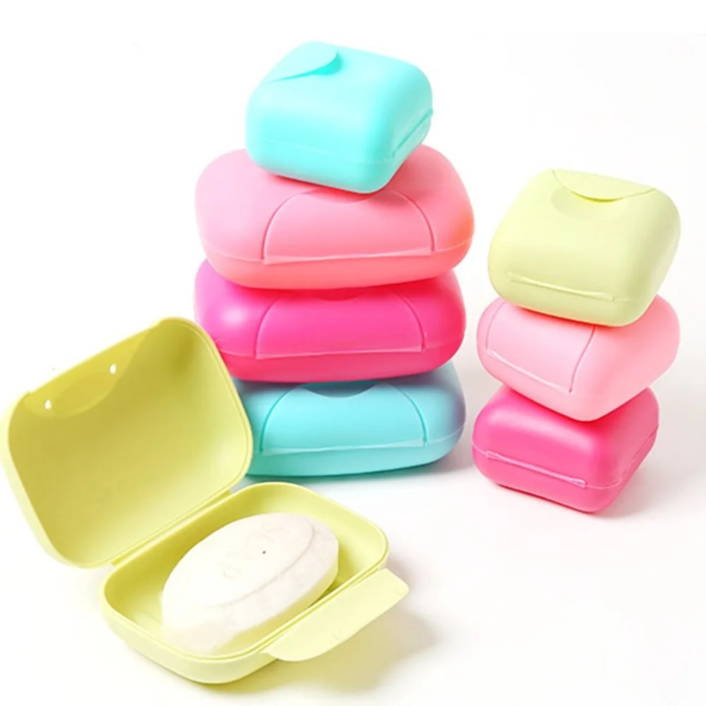 Candy Color Travel Lock Seal Soap Box Plastic Portable Toilet Soap