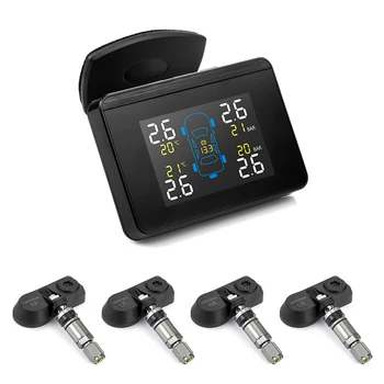 

U906 Car Wireless Tire Pressure Monitoring System 4 Wheel Tire External/Internal Sensors Battery Replaceable LCD Display Tpms