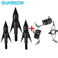 3Pcs 140 גרגרים Bowfishing ראשי חץ טיפים 2 קבוע Broadheads + 3pcs Bowfishing בטיחות שקופיות עבור ירי אבזרים(China)
