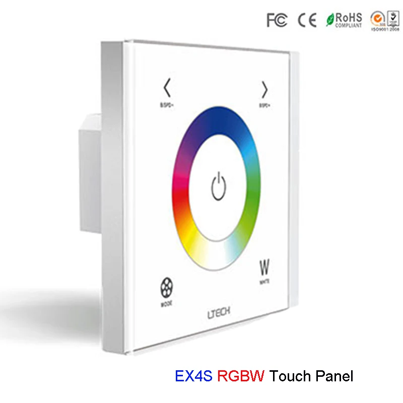 

EX4S LTECH Wall Mount RGBW LED Strip Controller AC100V-240V touch panel 2.4GHz and DMX512 Dual 2.4GHz and DMX RGBW controller