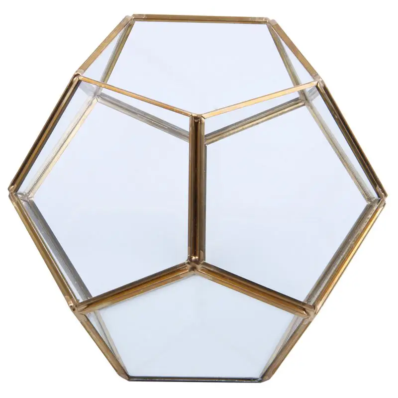 

Glass Pentagon Geometric Terrarium Container Window Sill Decor Flower Pot Balcony Planter Diy Display Box (No Plant)