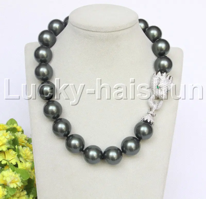 

AAA 19" 20mm Tahitian south sea shell pearls necklace leopard clasp