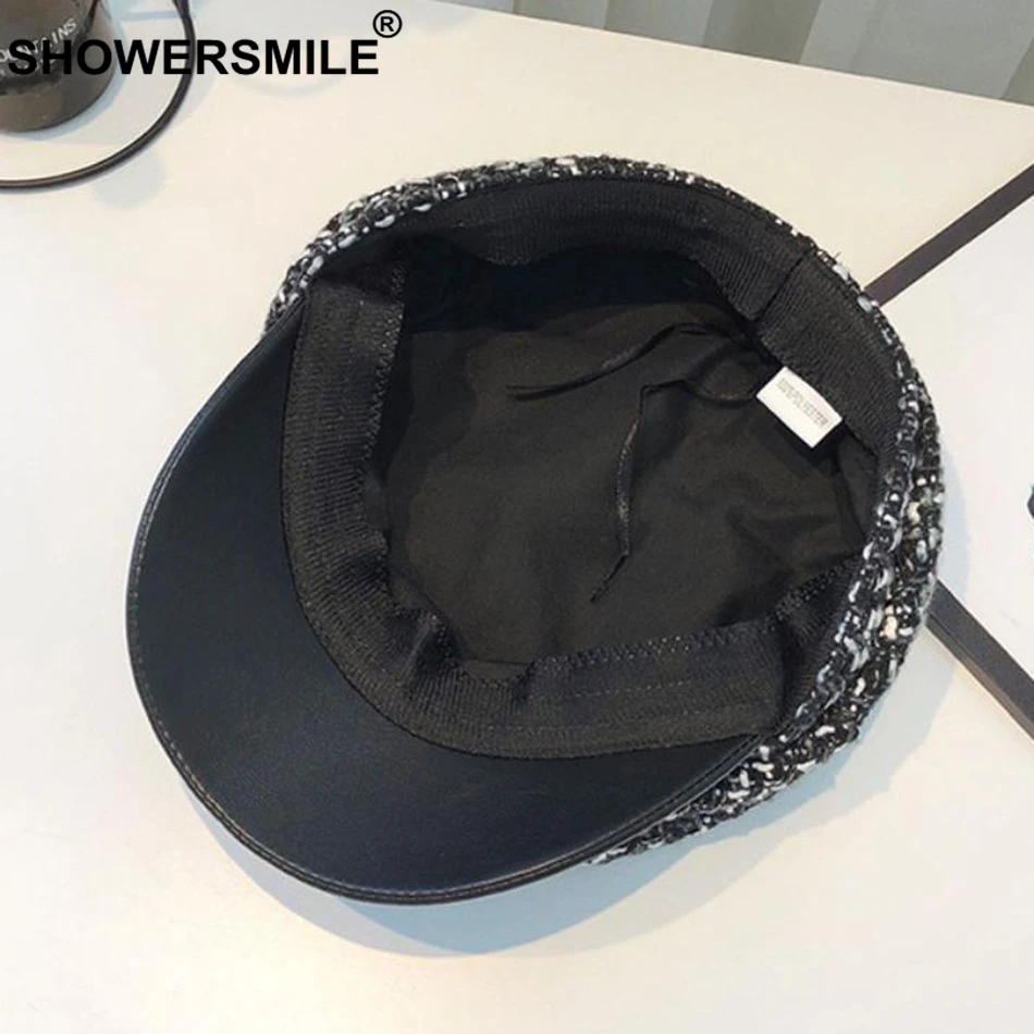 SHOWERSMILE, синяя газетная Кепка Newsboy, осенняя женская шапка художника, Женская Лоскутная клетчатая плоская кепка, Женская винтажная Повседневная шляпа моряка