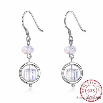 

SMTCAT Crystal from 925 Sterling Silver Drop Earring Square Cube Dangle Earring Fine Jewelry Gift Lady Brincos
