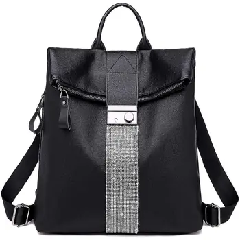 

Backpack Purse For Women Fashion School PU Leather Purse And Hangbags Shoulder Bags, 1-Black