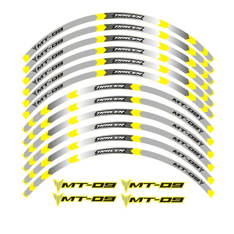 Горячая 6 цветов колеса мотоцикла отличительные светоотражающие наклейки обода полосы для YAMAHA tractracer - Цвет: A Yellow