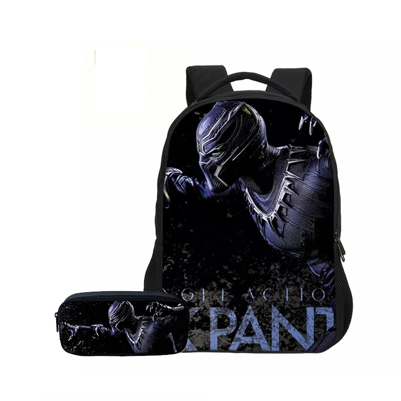 

VEEVANV 2PCS/SET Black Panther School Backpacks Pencil Case 3D Printing Student Laptop Backpack For Teenage Cause Boy Travel Bag