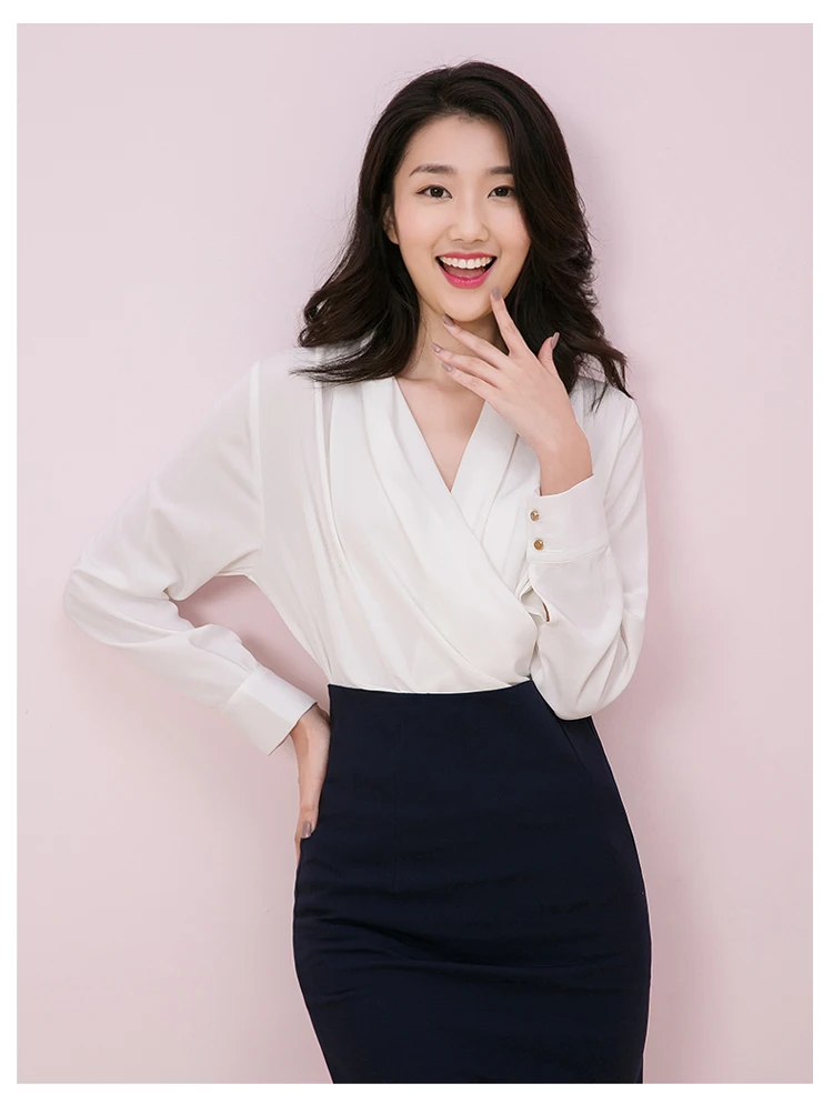 Женская одежда, топ, корейское сердце, белая шифоновая рубашка, женская, с длинным рукавом, дизайн, модная, сексуальная, v-образный вырез, Маленькая женская рубашка