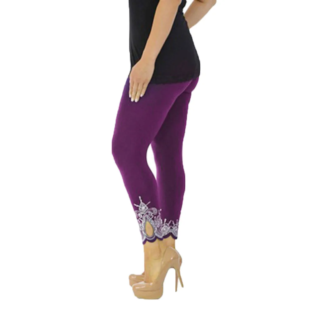 Женские леггинсы, модные повседневные штаны с принтом для тренировок, штаны со средней талией, эластичные леггинсы для тренировок, женские леггинсы# LL - Цвет: Purple
