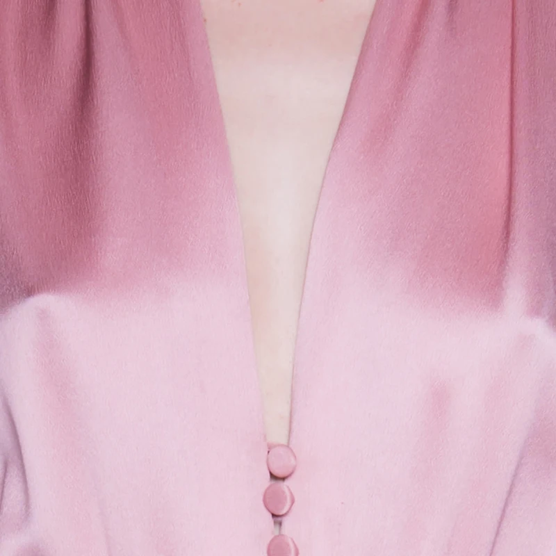 Sexy Fashion Deep V Neck Dress Long Pink Dresses Women's Summer Autumn Satin Buttons Party Dress Bodycon Vestidos Female 2018 Dresses