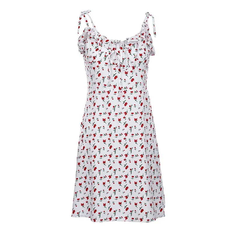  New Fashion Women Summer Casual Daily Sexy Sleeveless Flower Print Casual Mini Beach Style Mini Dress #4A17  (5)