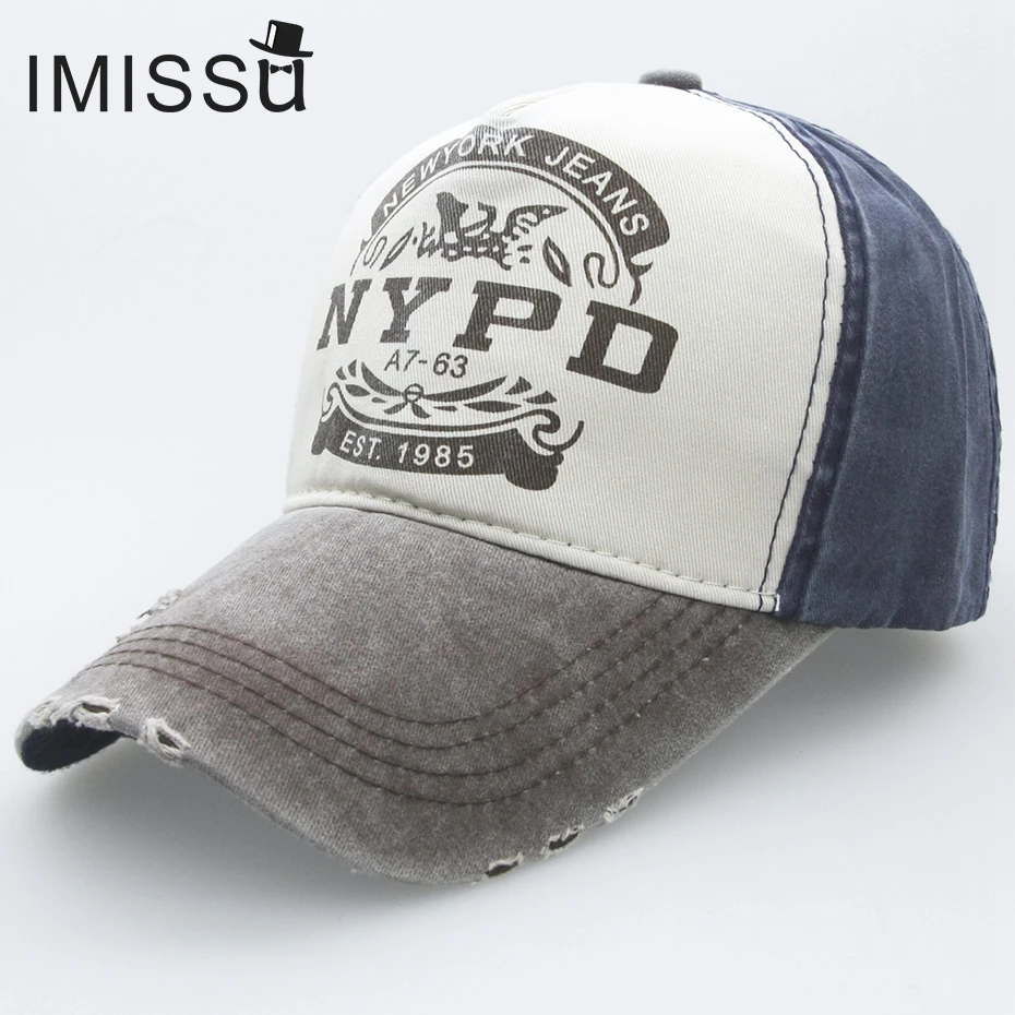 

IMISSU Dad Hat Baseball Cap Fashionable Outdoor Hat Adjustable Hat Casual Unisex Cap with NYPD Pattern Hip Hop Snapback Hats
